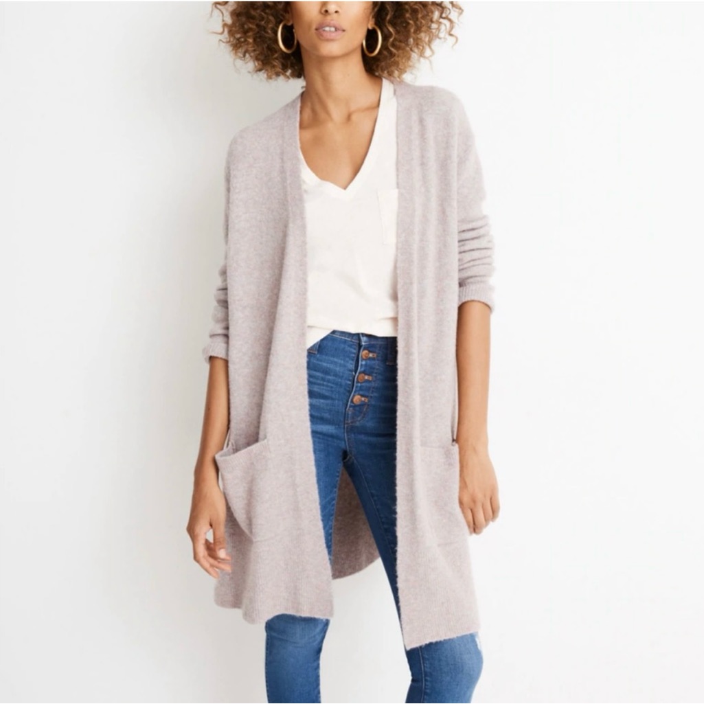 Madewell Women’s Xl Kent Cardigan Sweater In Coziest Yarn Pink Wool
